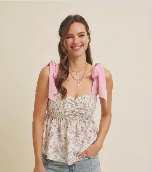Romantic Top with Bow Tie Straps