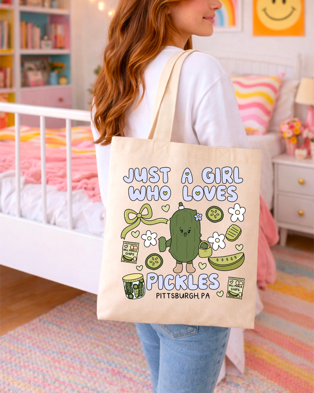 Just a girl who loves pickles tote bag