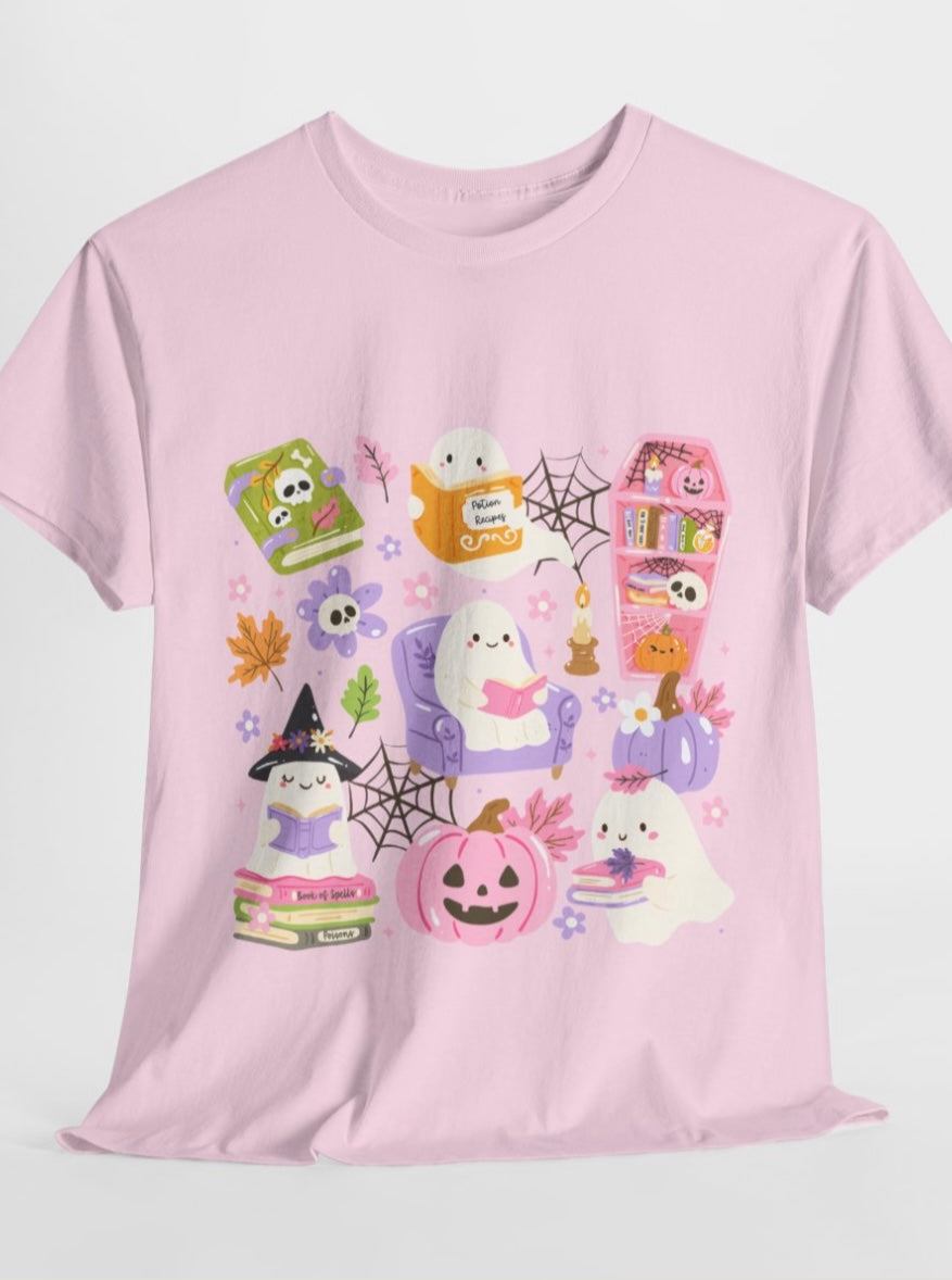 Cute Pink Halloween Unisex Heavy Cotton Tee