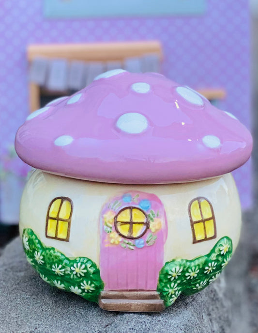 Ceramic Fairy Mushroom House Soy Wax Candle